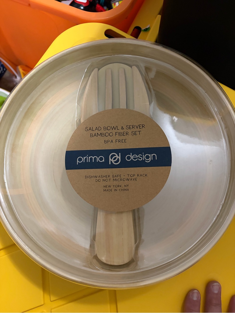Prima Design Natural Bamboo Fiber Salad Bowl & Server Set